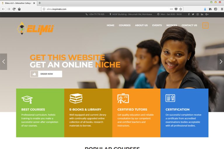 Elimu – College Website For Sale