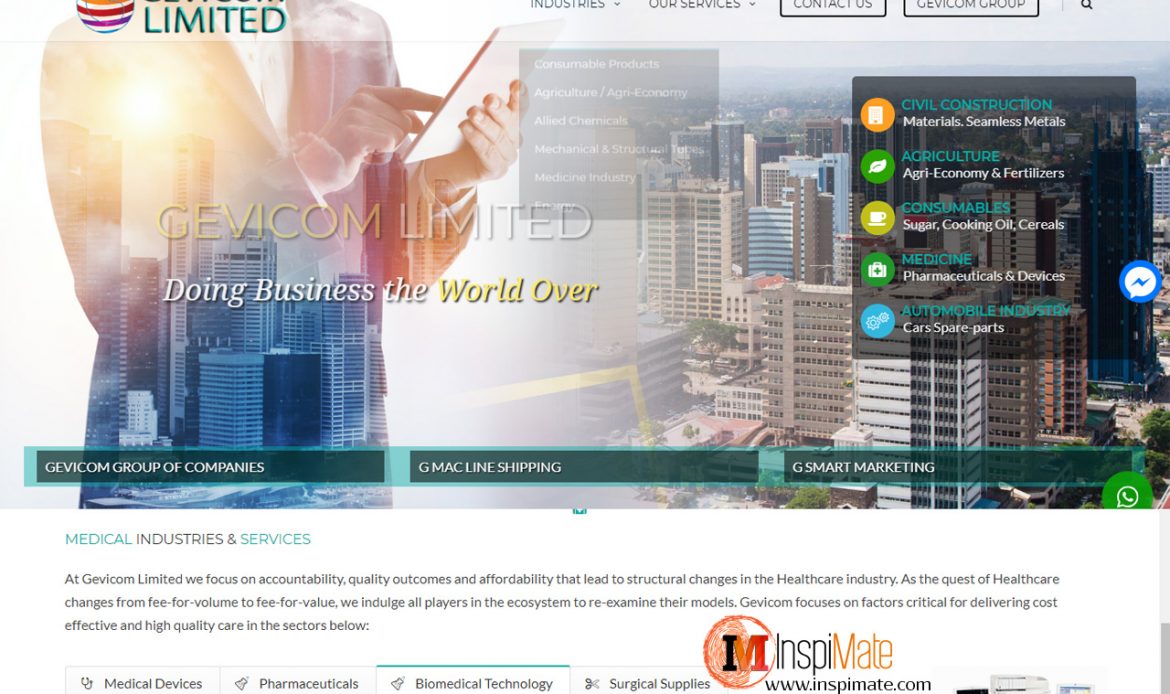 Gevicom Limited website design by Inspimate Enterprises