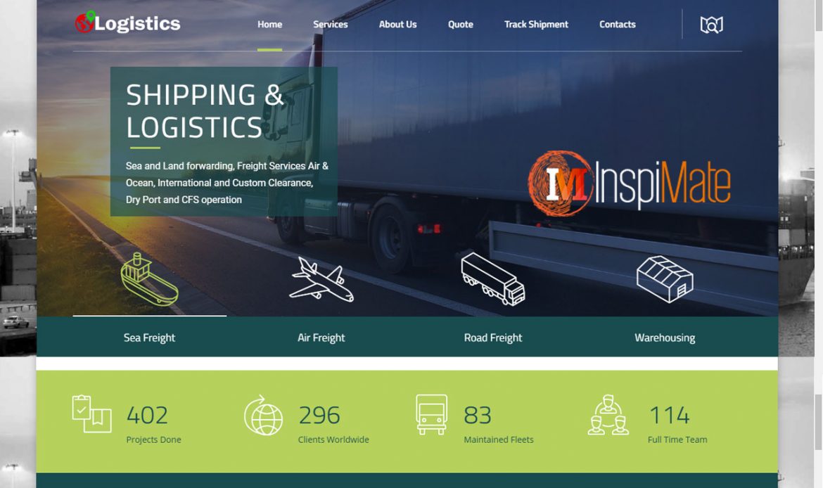 Logistics - Shipping, Clearing & Forwarding website design by Inspimate
