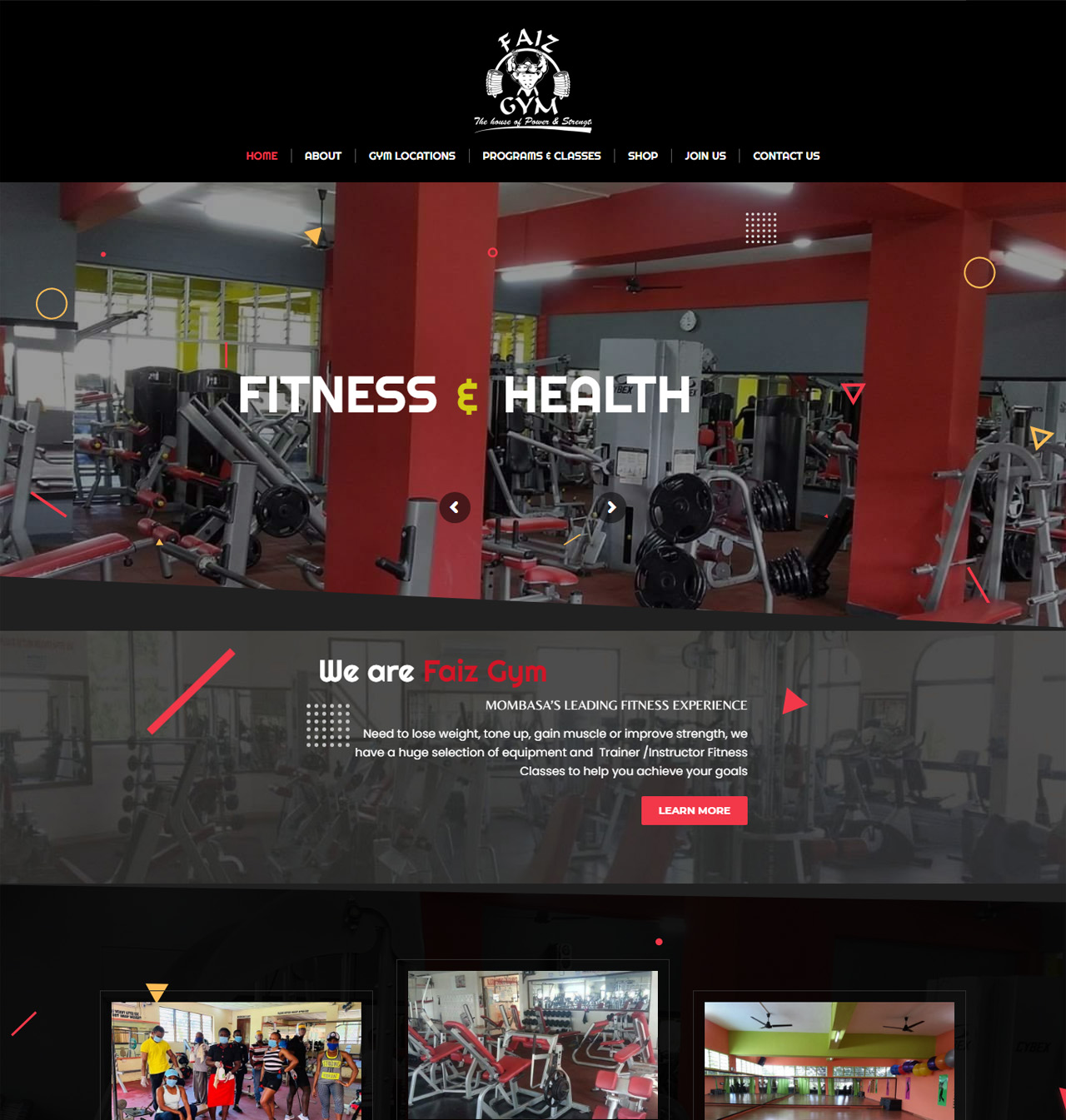 Faiz Gym Fitness Centers website design by Inspimate