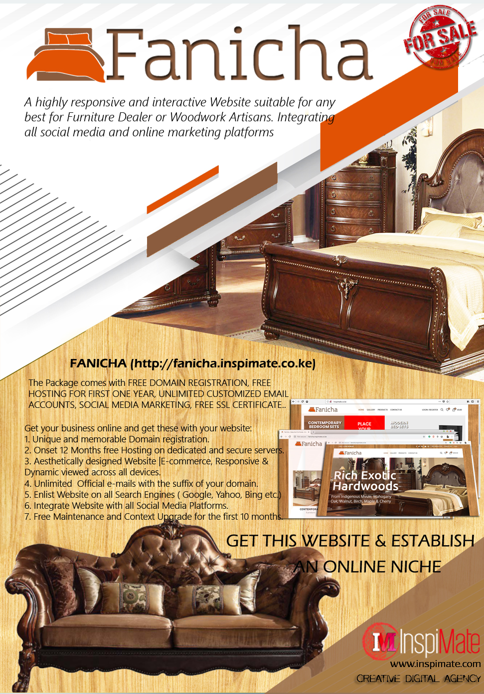Fanicha Furniture Shop, Dealer or Woodwork Artisans Website for Sale