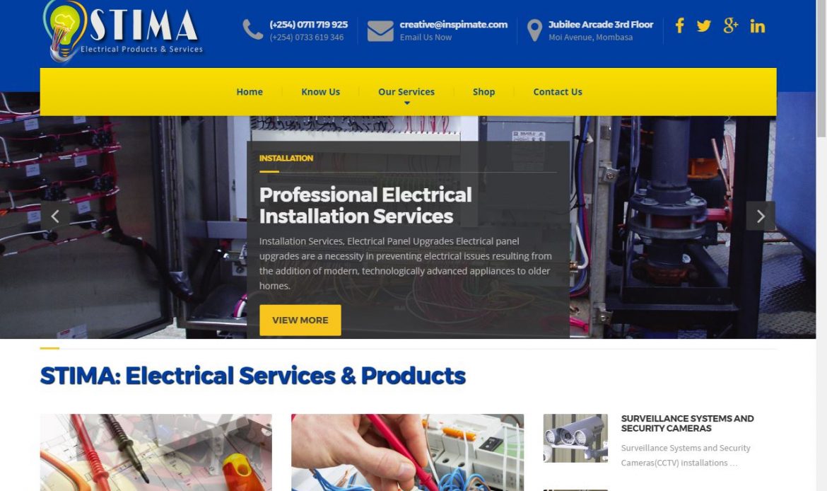 Stima - Electrical Technicians Firm Ecommerce and website For Sale, by Inspimate