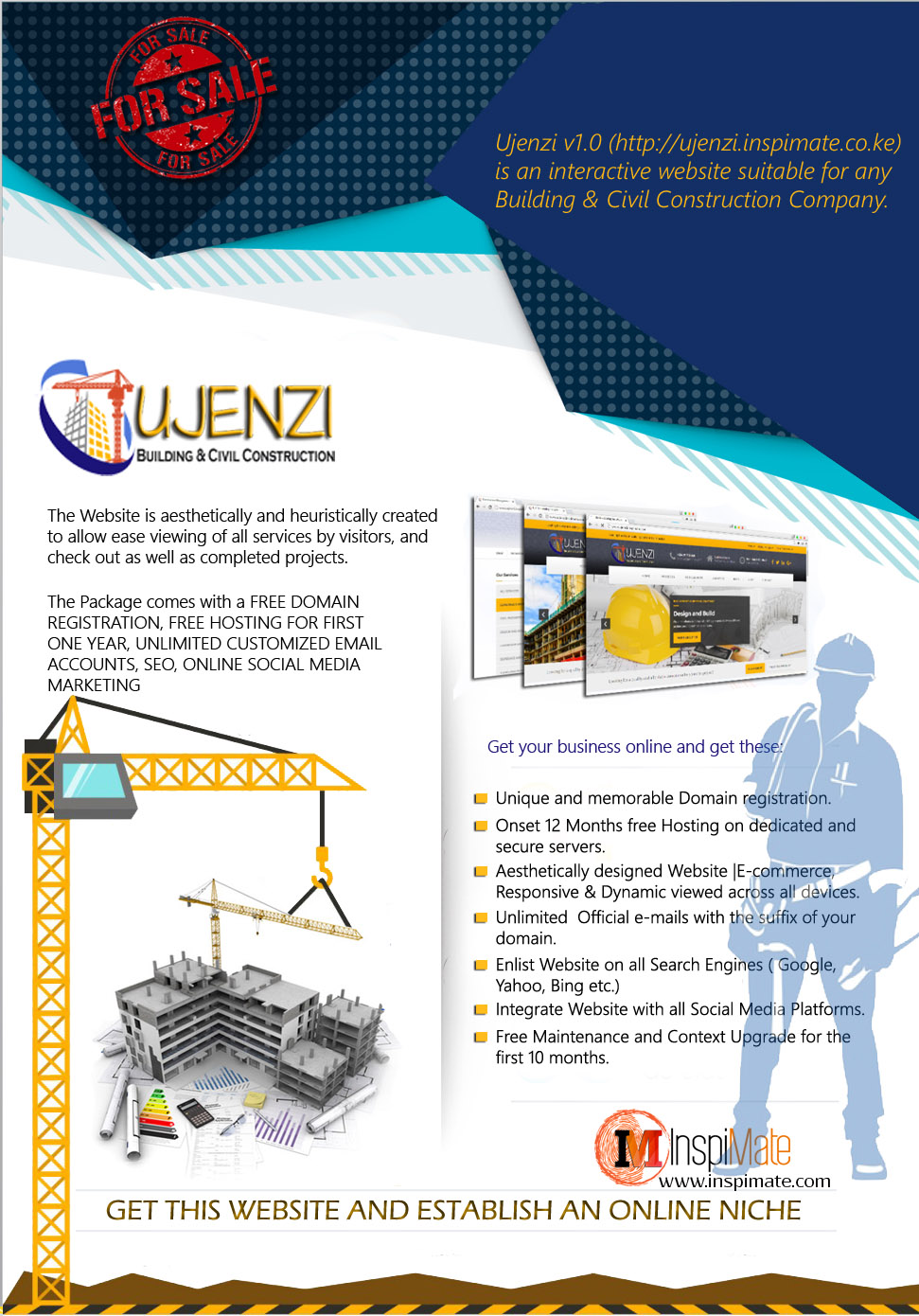 Ujenzi - Construction Company Website For Sale by Inspimate Enterprises