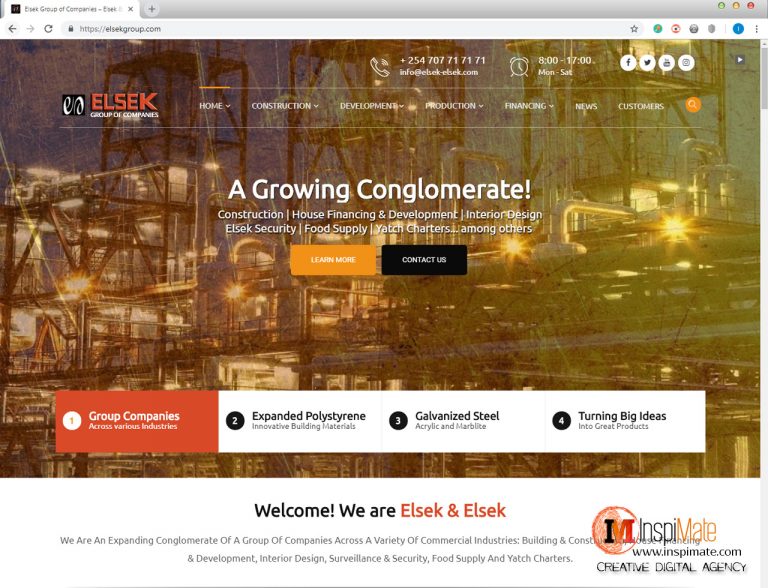 Elsek Group construction company on website design by Inspimate Enterprises
