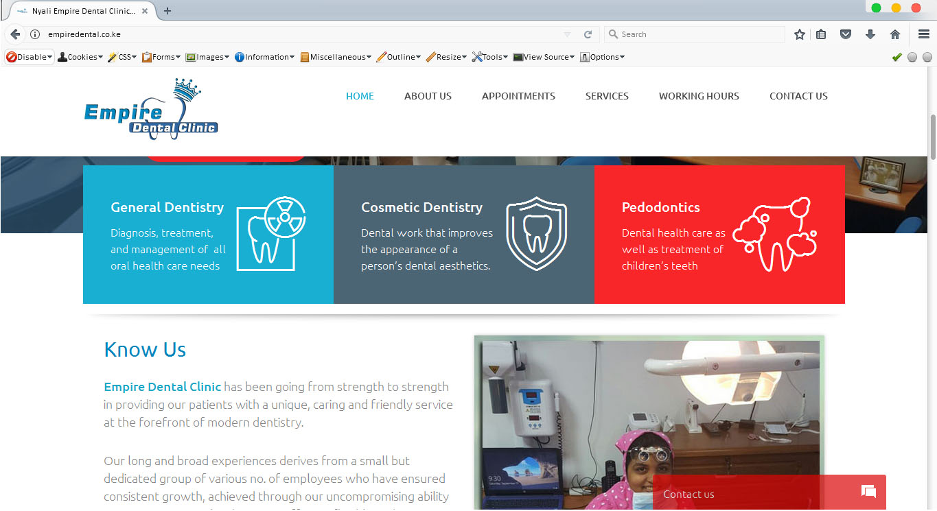 Empire Dental Clinic website design by Inspimate Enterprises